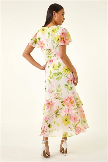 Petite Floral V-Neck Frill Dress 14867838
