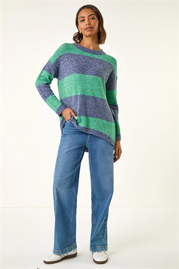 Green Stripe Soft Knit Jumper