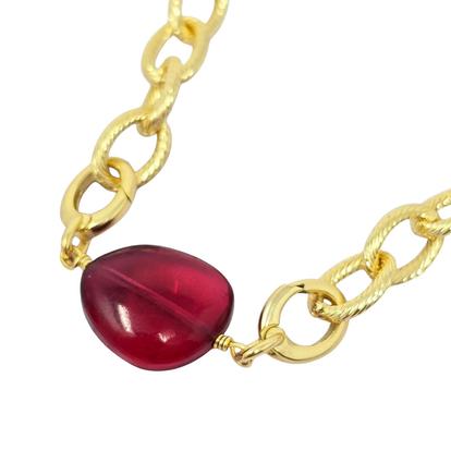 Metallic Ruby July Birthstone Statement Pendant Necklace