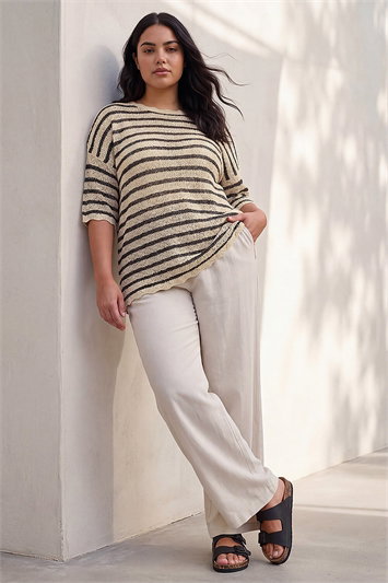 Curve Scallop Hem Stripe Knit 16334008