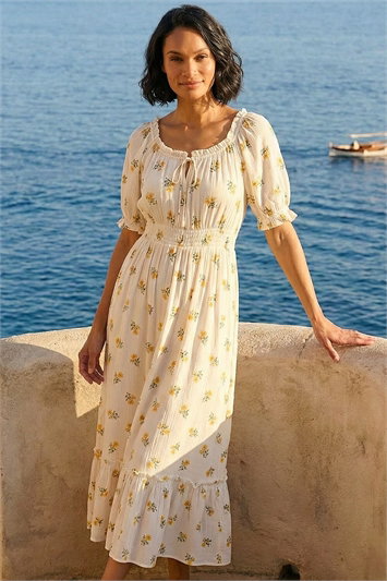 Dusk Floral Crinkle Midi Dress 14903138