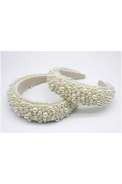 White Ivory Mix Pearl Embellished Headband