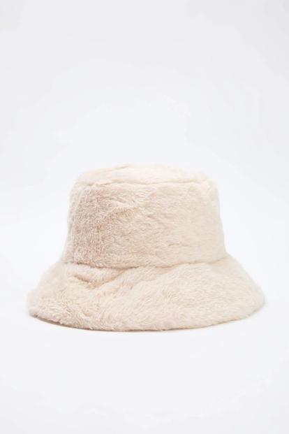 Black Women's Plush Faux Fur Bucket Hat