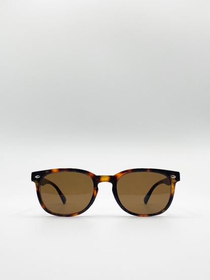 Brown Classic Preppy Square Frame Sunglasses