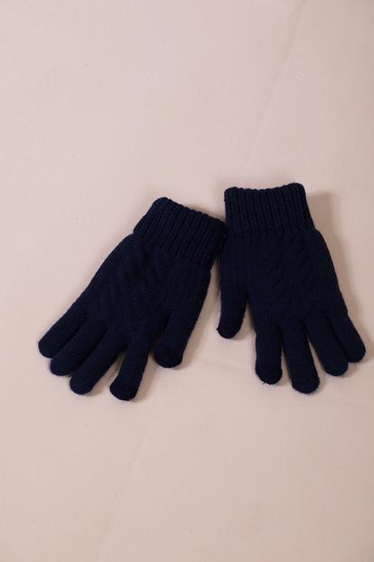 Pink Touch Screen Cable Knit Gloves - Fleece Lined