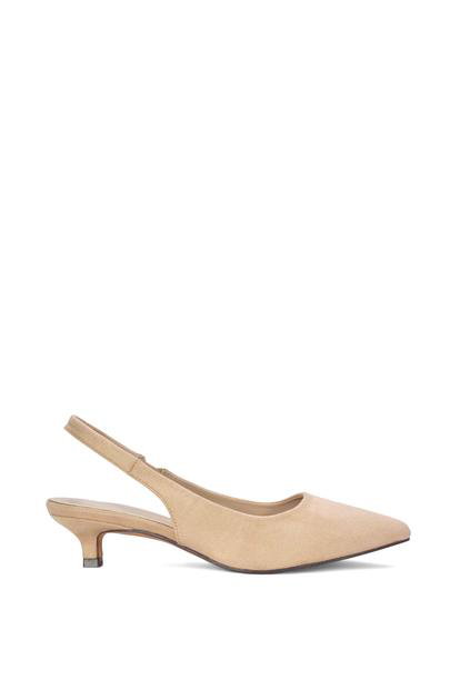 Black 'Leila' Pointed Toe Low Kitten Heel Slingback Court Shoes