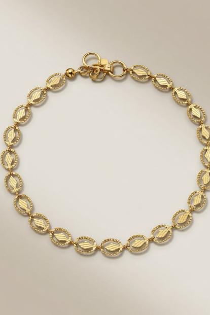 Metallic Golden Brass Oval Leaf Minimalist Boho Thin Slim Foot Payal Anklet