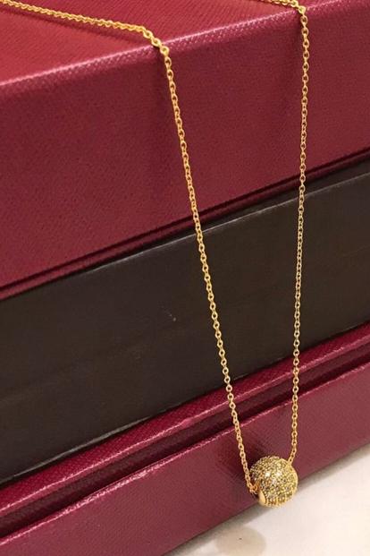 Black Black White Ball Simple Handmade Gold Ball Dokiya Pendant Necklace