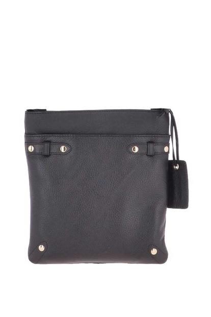 Black 'Dolly' Zip Top Leather Cross Body Bag