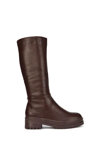 Brown 'Maura' Chunky Sole Mid Calf Boots