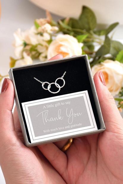 Metallic Thank You Gift Silver Three Circles Bracelet