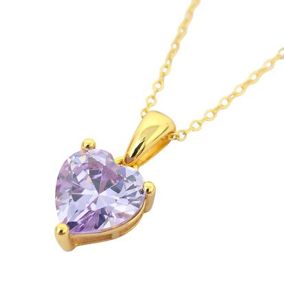 Metallic Alexandrite June Birthstone Love Heart Pendant Necklace