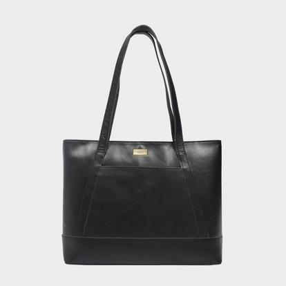 Black Evelyn' Real Leather Designer Tote Work Bag