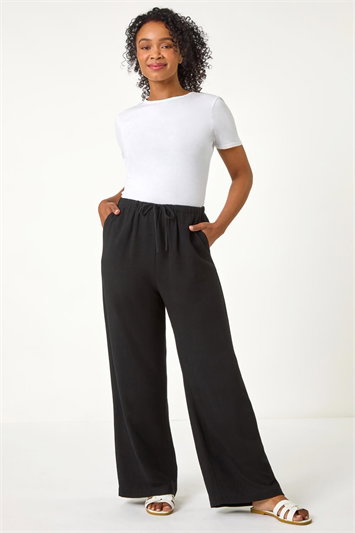 Petite Linen Blend Wide Leg Trouser 18069708
