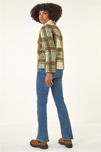 Check Print Button Borg Jacket 15046634