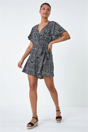 Aztec Print Wrap Wrap Playsuit lc140033