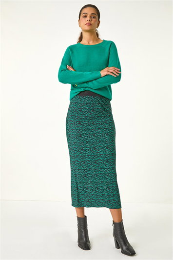 Plisse Spot Print Stretch Maxi Skirt 17056534