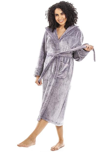 Purple Deep Pile Full Length Fleece Bathrobe