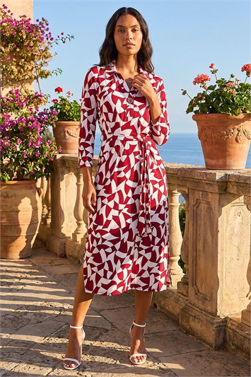 Abstract Geometric Shirt Dress 14827678