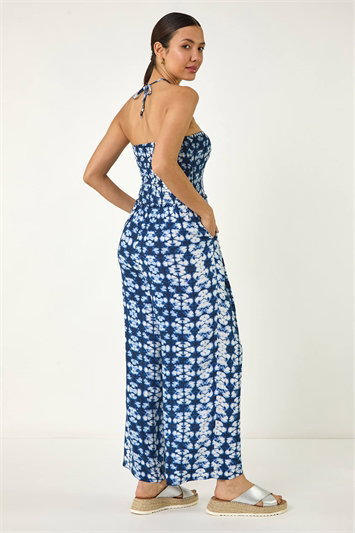 Abstract Shirred Bardot Jumpsuit 14643060