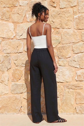 Linen Blend Wide Leg Trousers 18059908