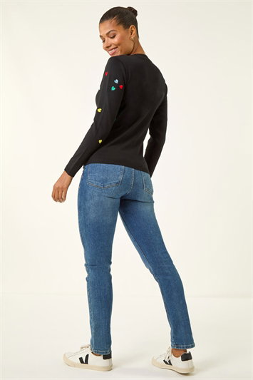 Heart Print Embroidered Jumper 16049808