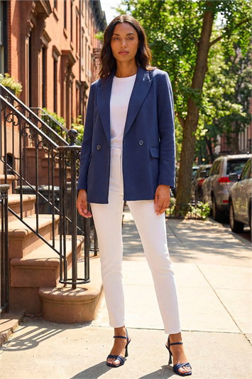 Blue Premium Stretch Ponte Blazer