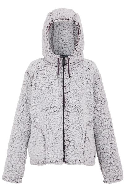 Purple Zelpha Fluffy Hooded Fleece Jacket