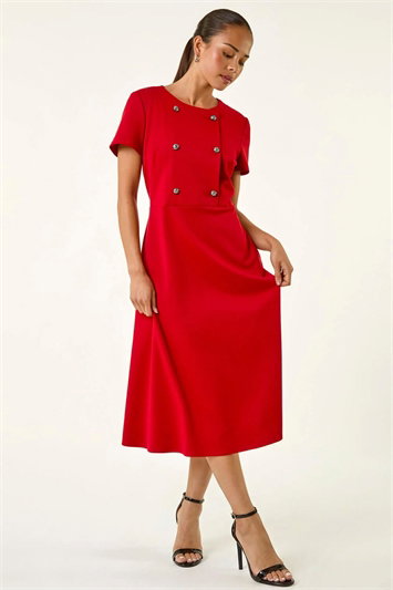 Petite Button Stretch Midi Dress 14747178