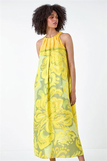Abstract Print Pocket Trapeze Dress 14546149