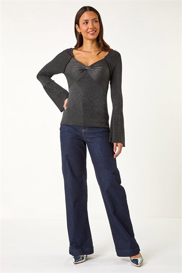 Sweetheart Neck Ruched Knit Jumper 16140208