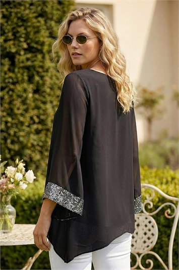 Asymmetric Sequin Cuff Top 20227385