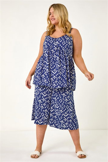 Curve Ikat Print Wide Leg Culottes 18080360