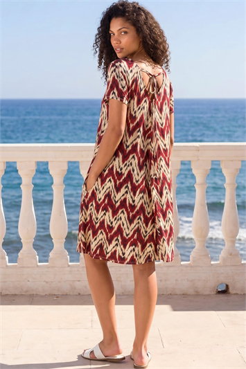 Petite Abstract Print Swing Stretch Dress 14797381