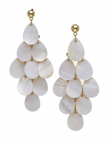 White Mother-Of-Pearl Cascade Chandelier Earrings