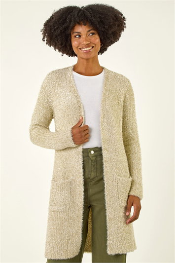 Metallic Metallic Longline Knit Cardigan