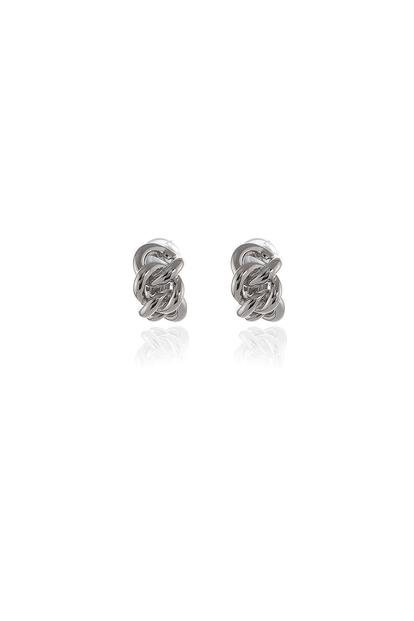 Metallic Cachet London Link Silver Clip On Earrings