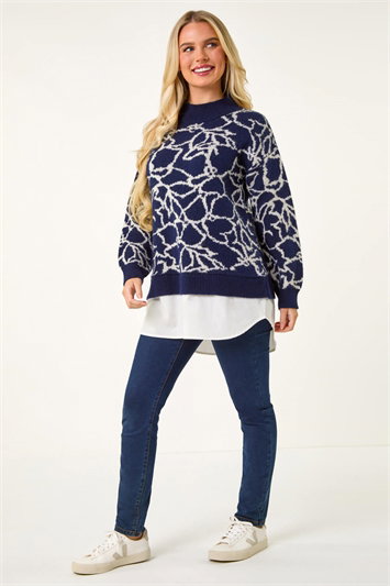 Floral Contrast Knit Jumper 16127960