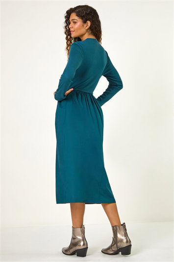 Cotton Stretch Jersey Mix Midi Dress 14615628