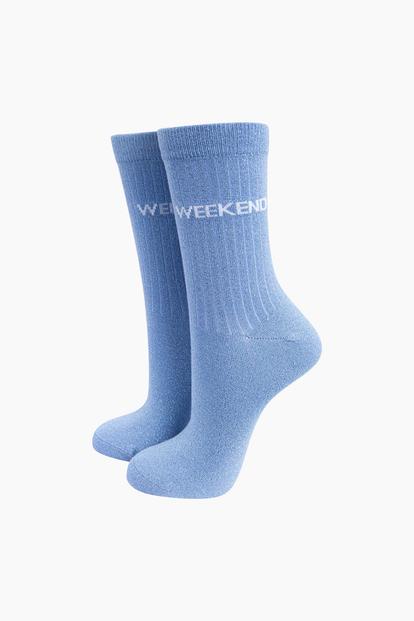 Blue Weekend Combed Cotton Glitter Socks