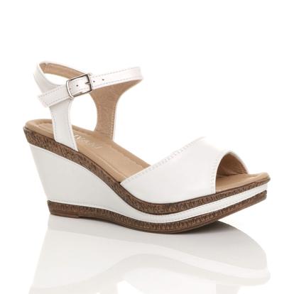 Black High Wedge Heels Ankle Strap Cork Sandals