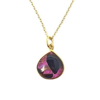 Metallic 18Ct Gold Vermeil Plated Ruby Necklace