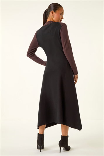 Petite Contrast Knit Midi Dress 14826008