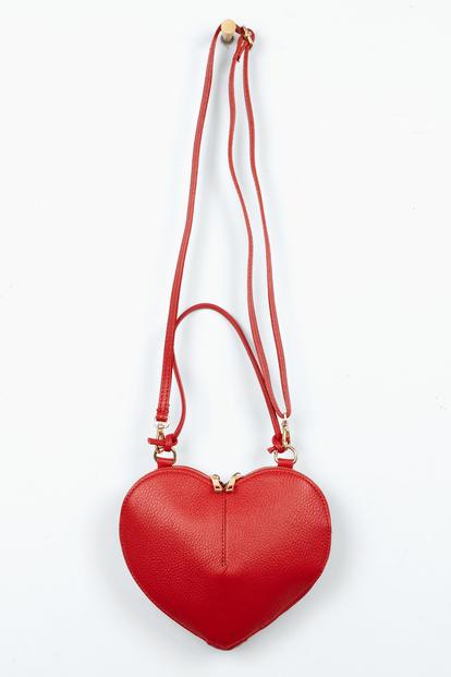 Black Italian Leather Heart Crossbody Bag