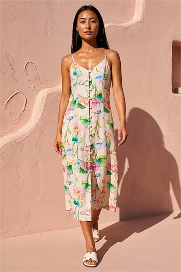Petite Strappy Button Through Dress 14963188