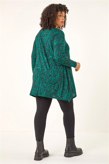 Curve Paisley Print V-Neck Stretch Top 19456534