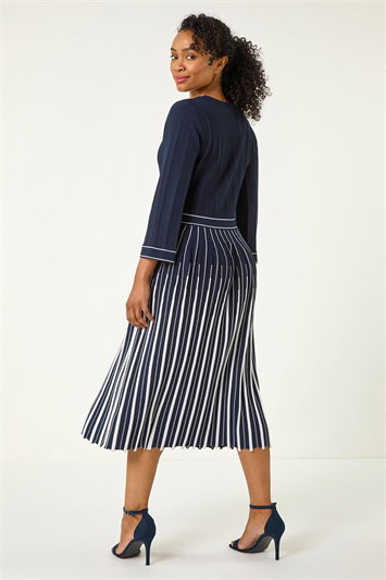 Petite Contrast Pleat Midi Dress 14690060