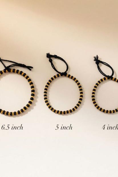 Black Adjustable Black Golden Beads Indian New Born Kids Nazaria Daily Bracelet