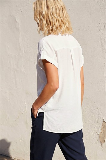 Petite Pocket Button Up Blouse 10232494