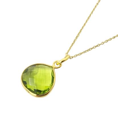 Metallic 18Ct Gold Vermeil Peridot  August Birthstone Shiny Glow Necklace